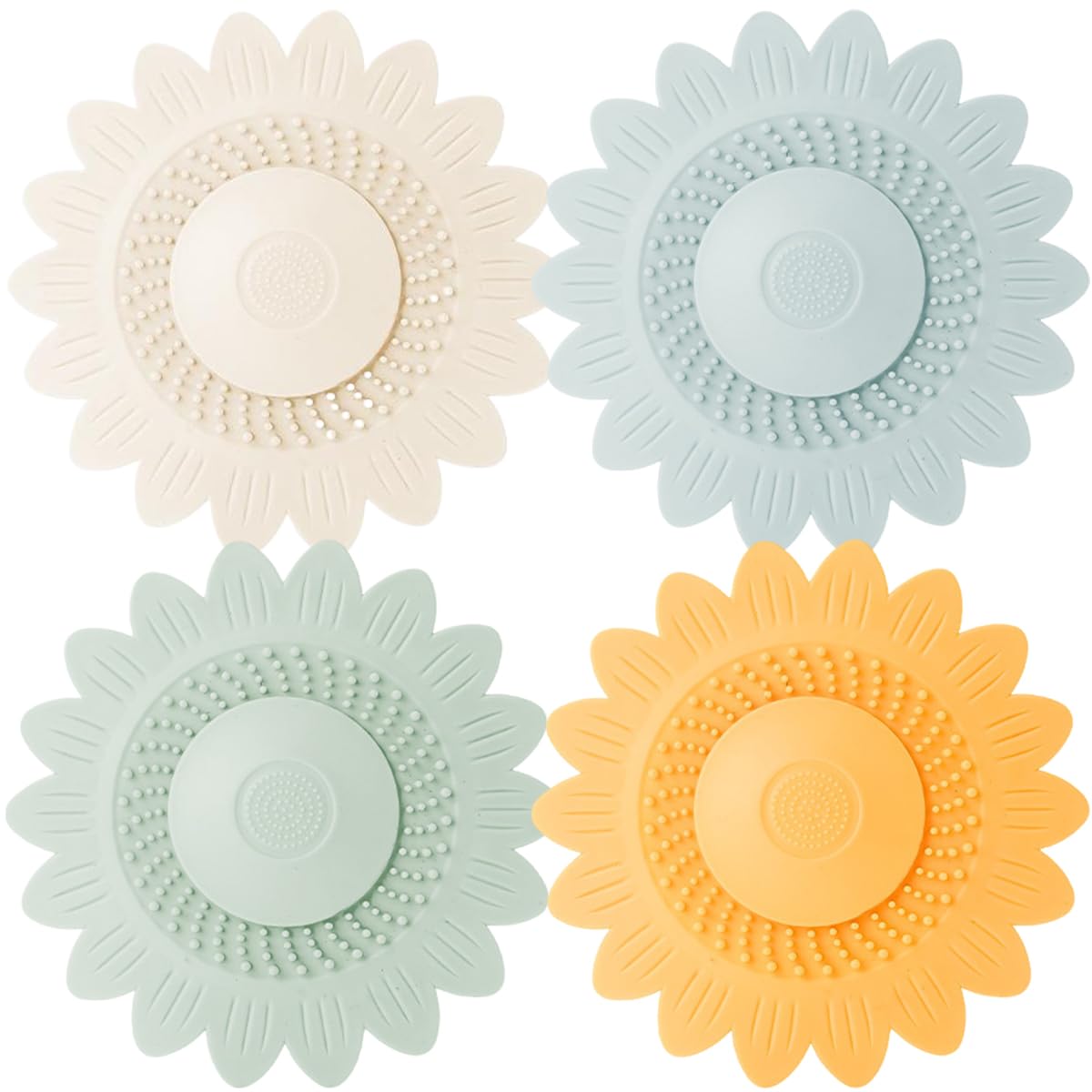 4 PCS Flower Silicone Sink Stoppers Drain Hair Stopper Bathtubs Drainage Plugs Universal Shower Tub Plug Extra Large Shower Drain Covers Protector