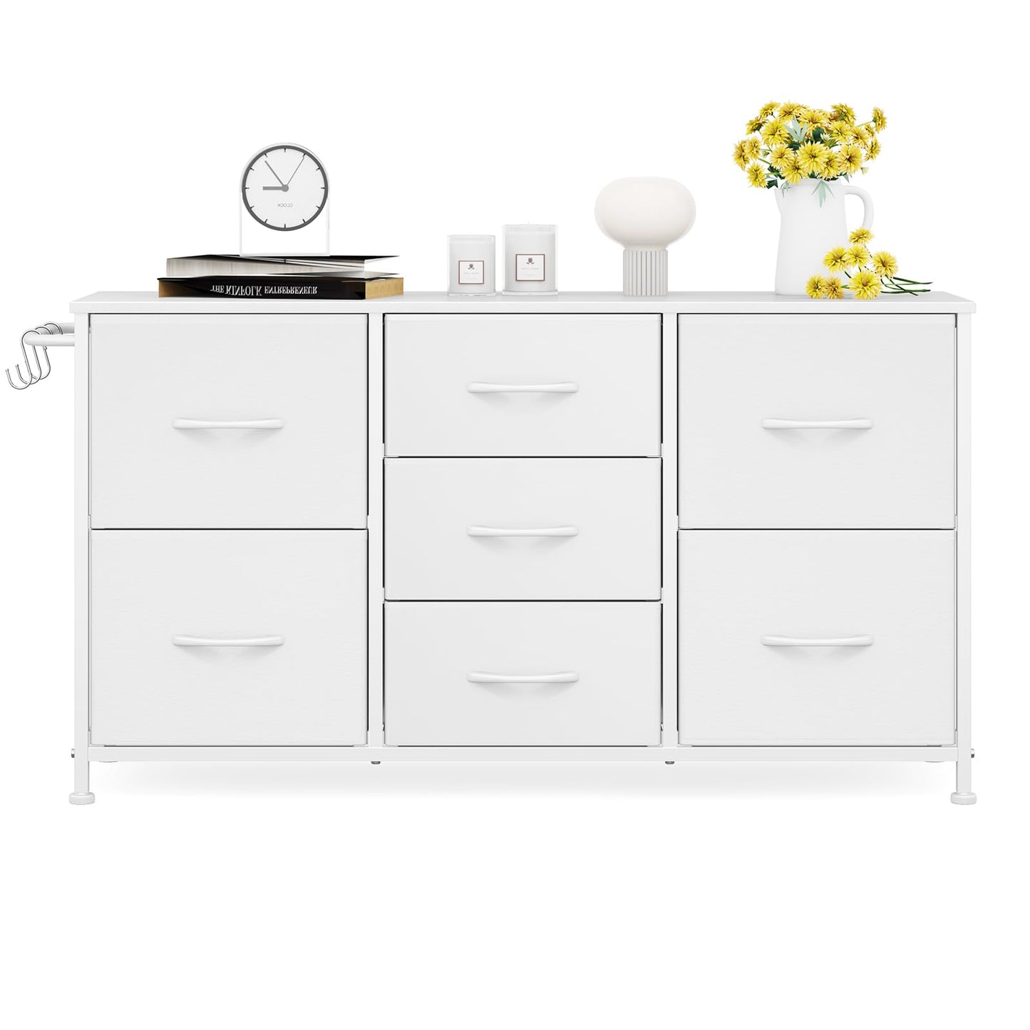 Modern Chest of Drawers 7-Drawer Storage Unit Bedroom White(100x30x55cm)