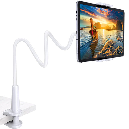 TRYONE Gooseneck Tablet Holder Stand for Bed Adjustable Flexible Arm Tablets Mount Clamp on Table Compatible with iPad Air Mini | Galaxy Tabs | Kindle