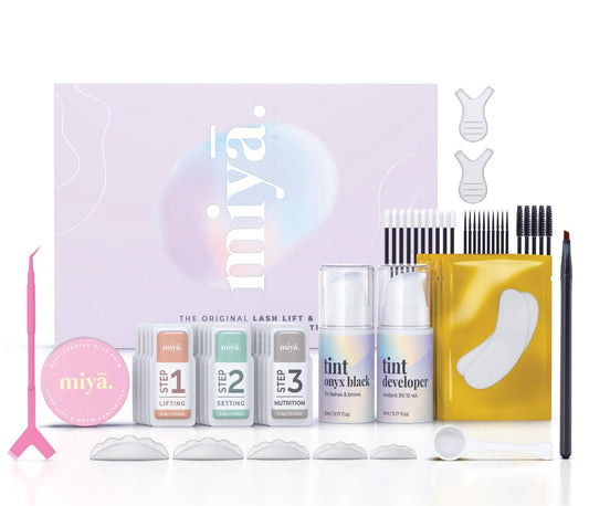 MIYA LASH | Lash Lift and Tint Kit & Brow Lamination Kit | Long Lasting | 2 in 1 Eyelash & Eyebrow Lifting | Black Tint | 6 Weeks Results | Upgraded