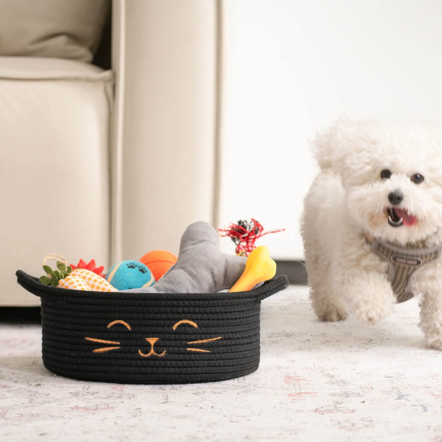 TIMEYARD Small Storage Basket Pet Basket for Cats and Dogs Black