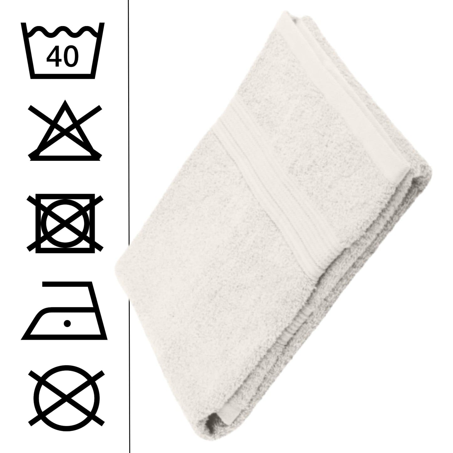 Stof - Bath Towel - Size 30 x 50 cm - 100% Organic Cotton - Ecru - Lagoon Model - Bath Linen - Wash at 40 cm