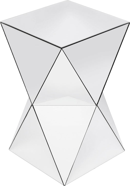 Kare Design Side Table Luxury Triangle, Cover Glass Mirrored, Modern Glam, Side Table for Living Room, Bedroom, Hallway, 54x32x32 cm (H/W/D)