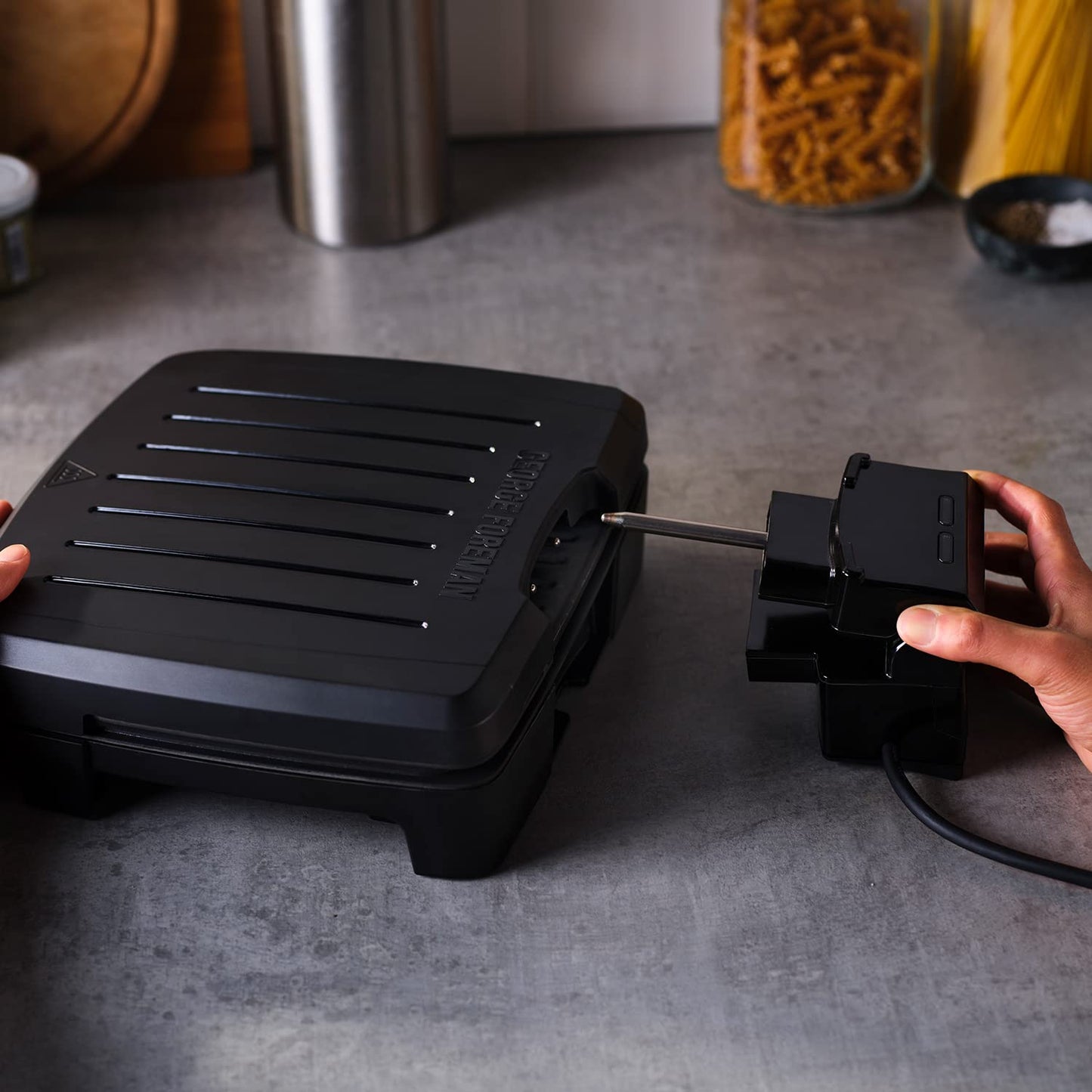 George Foreman Immersa Medium Electric Grill [Removable Control Panel allows grill machine to be fully washable & dishwasher safe, Energy saving,