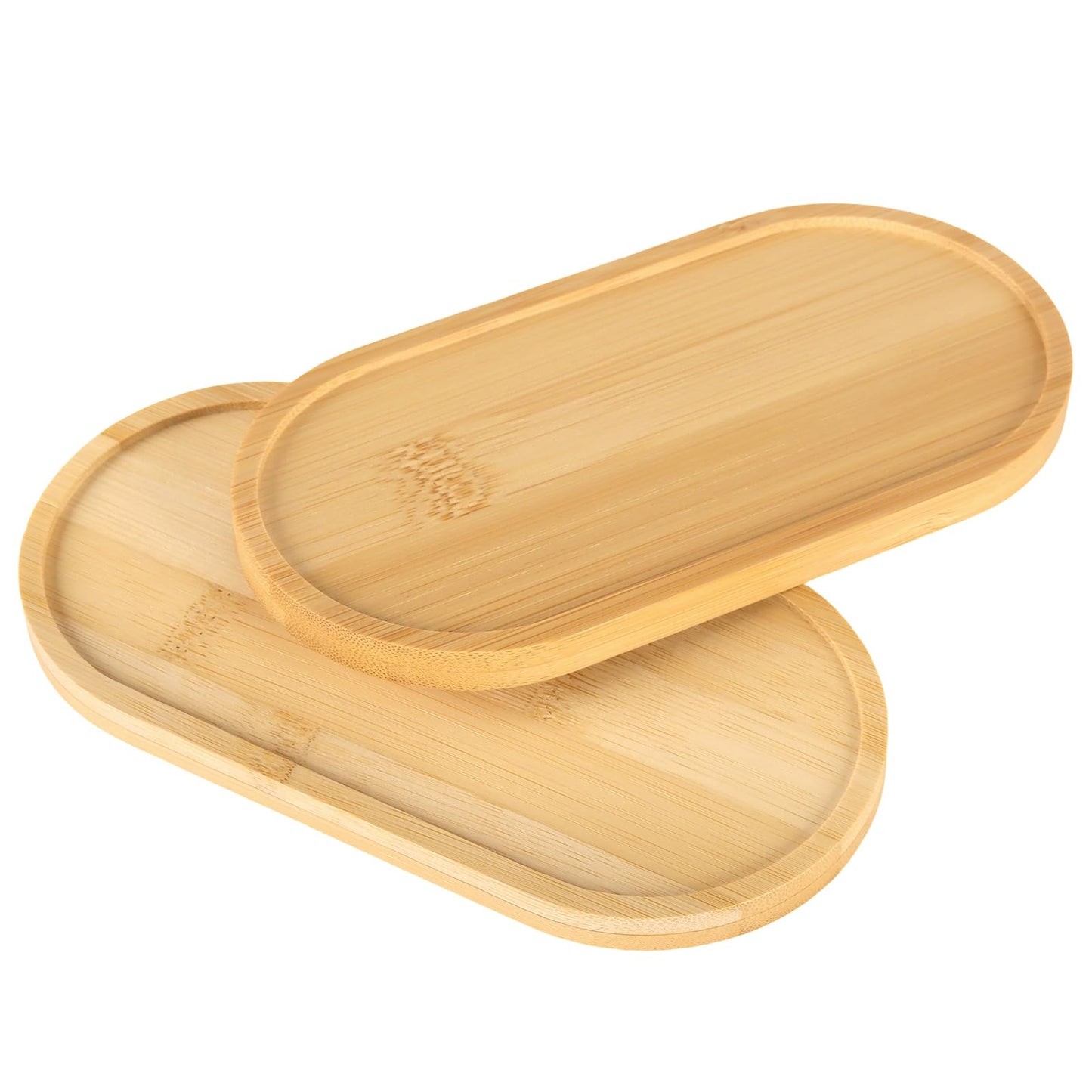 CHEUNGR Bamboo Oval Soap Tray, 6 Pcs Bamboo Bathroom Small Tray, Multi-Functional Wooden Plate Organizer for Tea, Fruit, Snacks, Jewelry Ring, Cakes