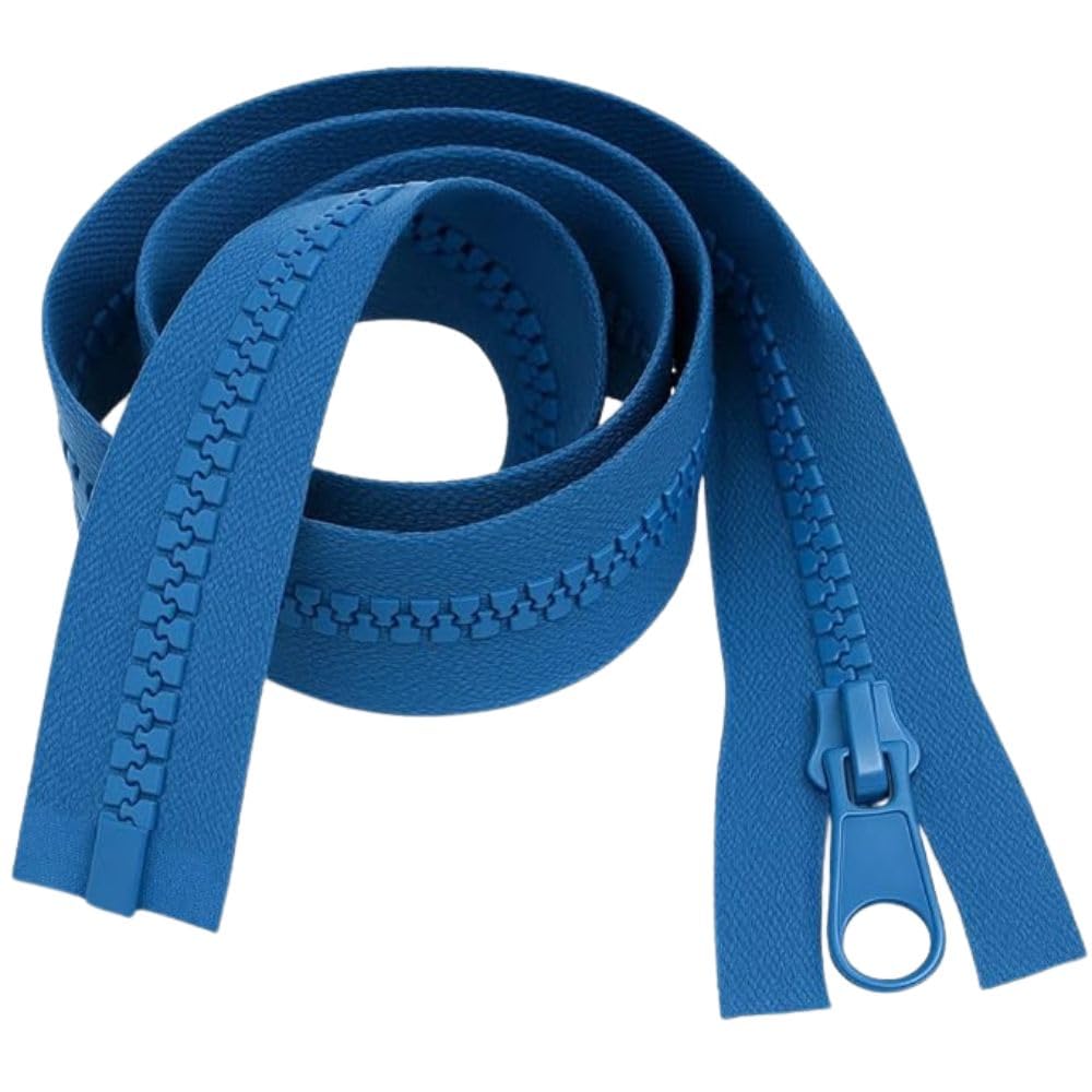22" (56cm) Mid Blue Chunky Zip - Heavy-Duty Open-Ended Separating