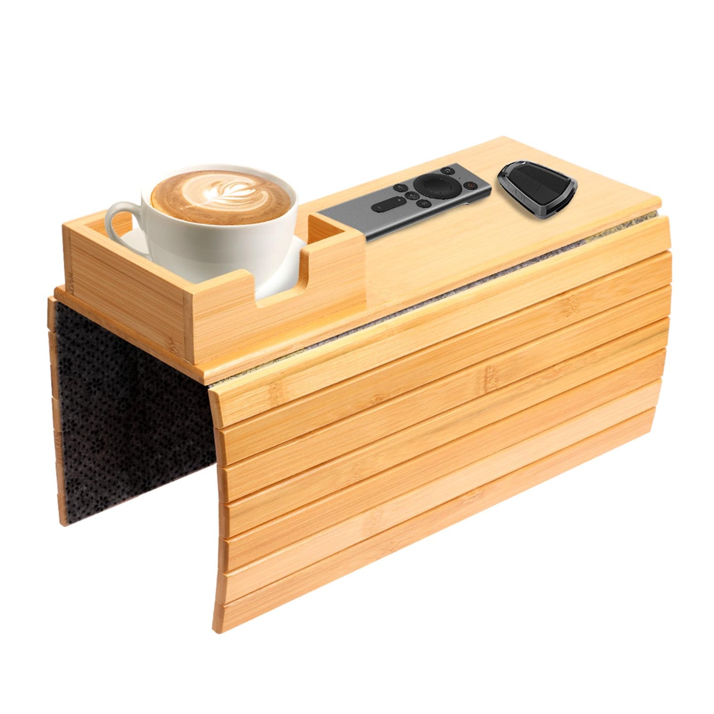 Wooden Sofa Arm Tray Anti Slip Couch Cup Holder Tray Table Portable Sofa Snack Holder Armrest Organizer for Snacks Phone TV Remote Cups