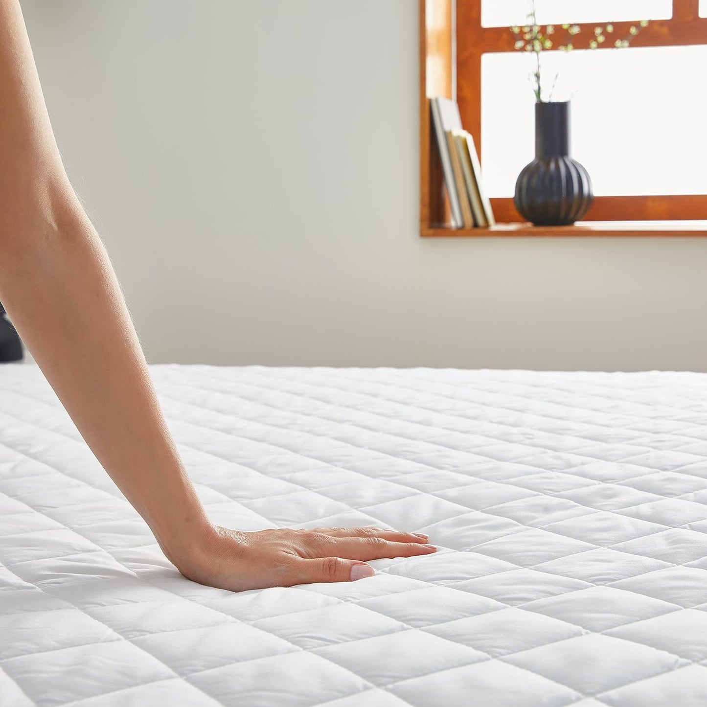 Pikolin - Quilted Fibre Mattress Protector – Waterproof, anti-dust mite, white Cama 160-160 x 190/200 cm white