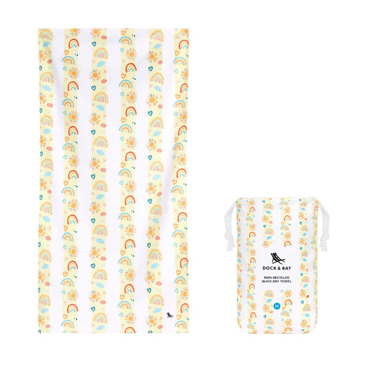 Dock & Bay Kid's Towel - For Beach Use - Quick Dry, Sand Free - Compact, Lightweight - 100% Recycled - Includes Bag - Rainbow, Large (160x90cm,