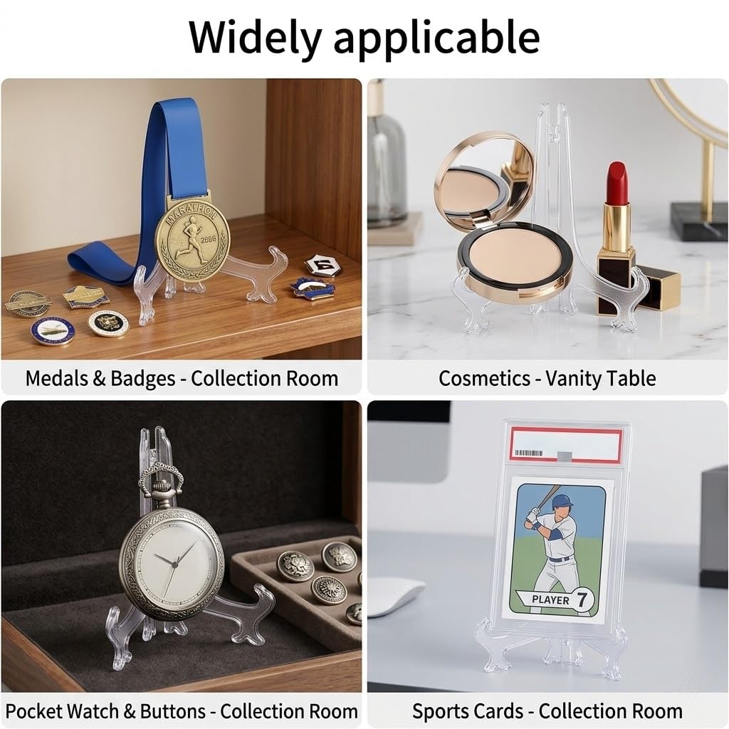 SXKJGQ 15 Pcs Plate Stand for Display, 3 Inch Plate Display Stands, Clear Acrylic Plates Holder Photos Table Numbers Home Office Decor