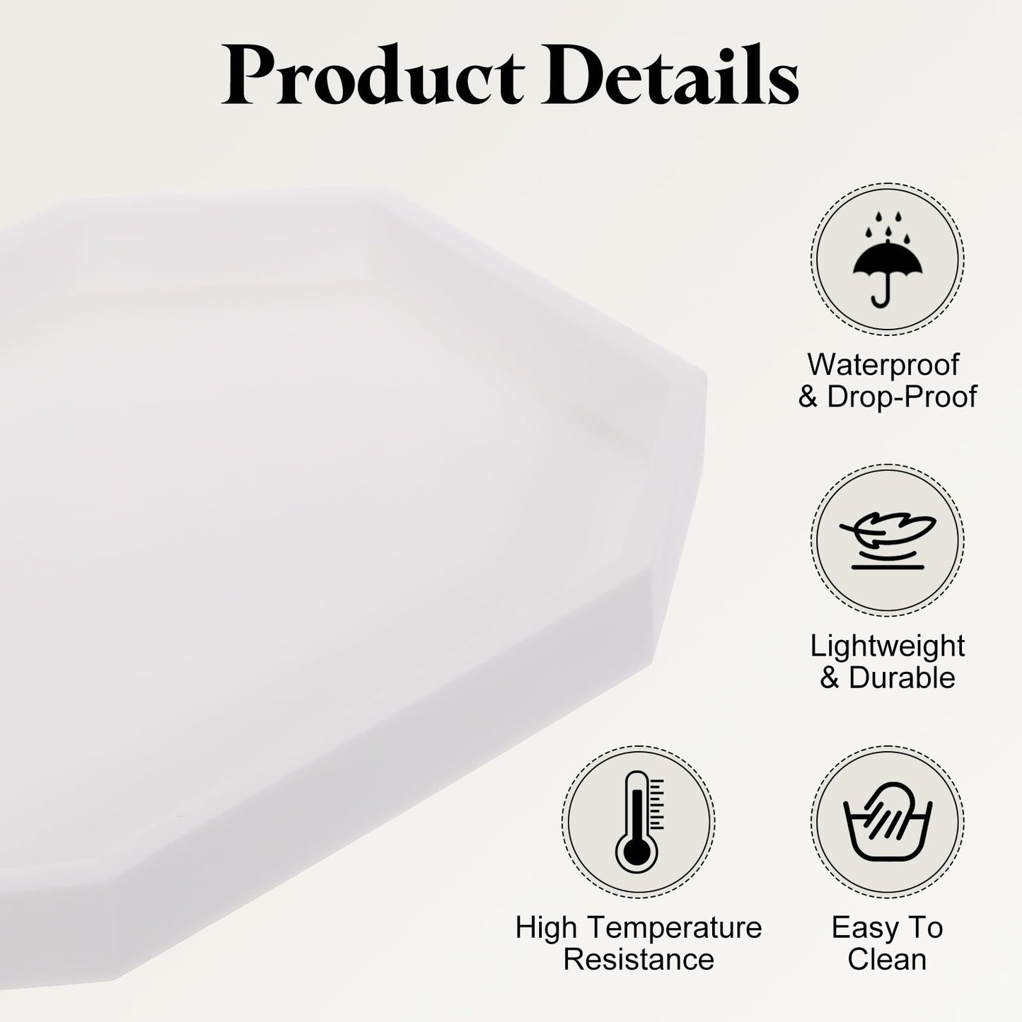 sourcing map Bathroom Vanity Tray, 7.9" x 6" Octagon Silicone Soap Dispenser Trays, Shatterproof Kitchen Sink Organizer for Soaps Keys Candle Trinket