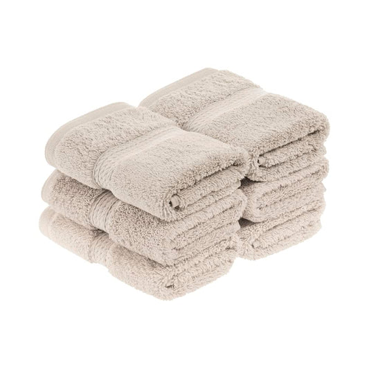 Superior 900 Gram 100% Premium Long-Staple Combed Cotton 6-Piece Face Towel Set, Stone