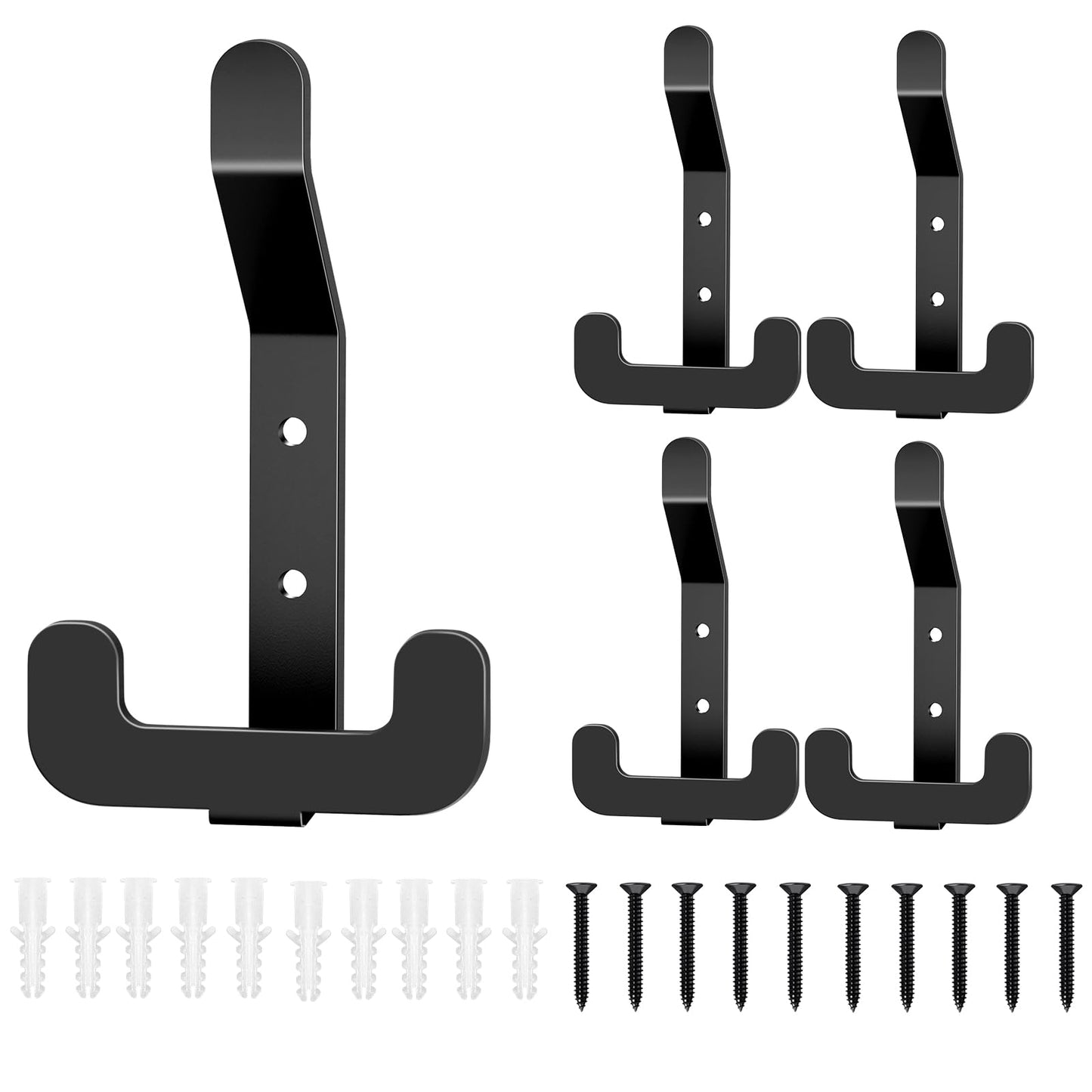 MEIJO 5 Coat Hooks Wall Mounted Stainless Steel, Black Coat Rack Wall Mounted Heavy Duty Wall Hook, Coat Hooks for Door, Bedroom, Bathroo