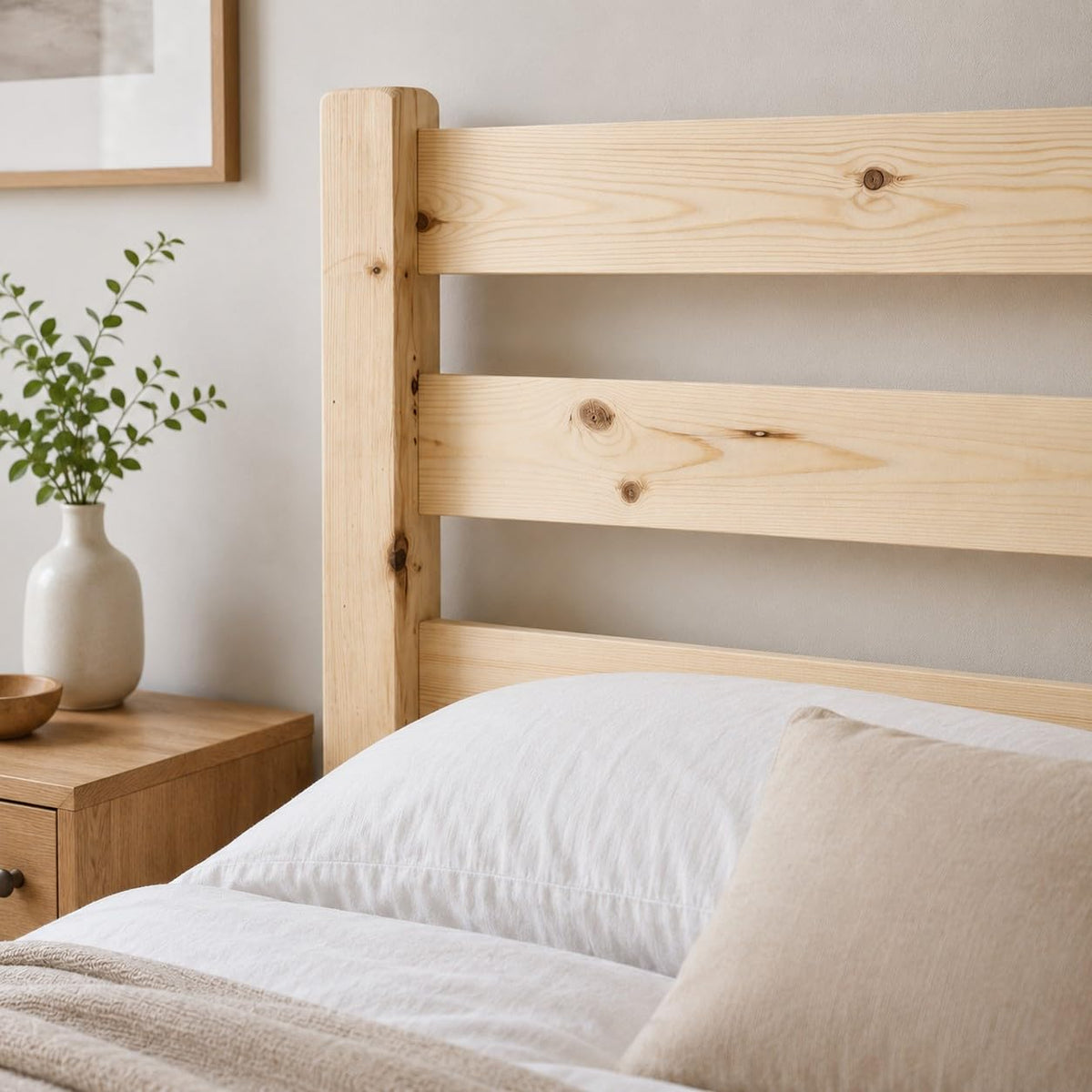 STRICTLY BEDS&BUNKS Solid Pine Headboard Natural, 3ft Single