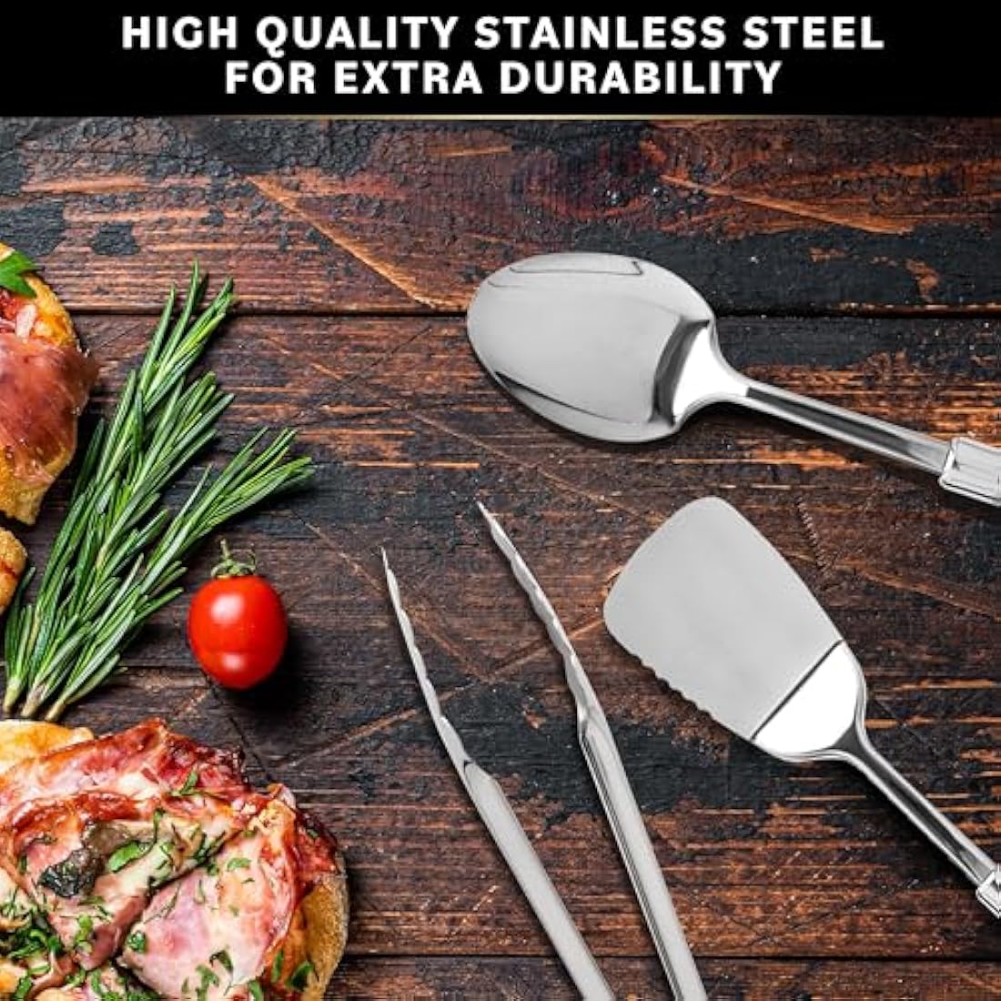 Kitchen Utensils Set - Non-Stick Heat Resistant Cooking Utensils Set - Spoons Turners Spatula Ladle Set - Kitchen Tools Gadgets Accessories (32 pcs Stainless Steel Set)