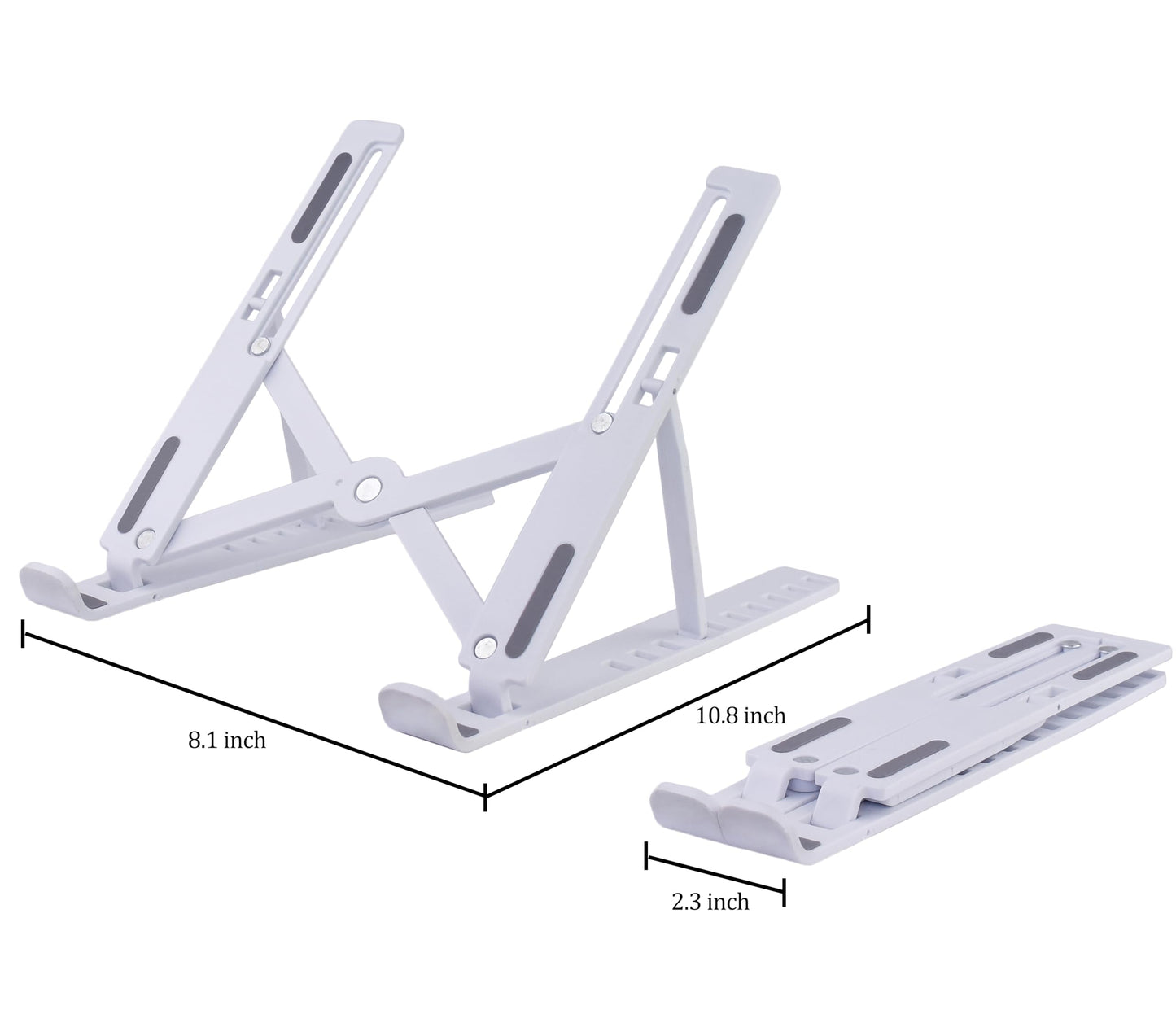 Fit4Less Foldable Laptop Stand, adjustable Height,Ergonomic Computer Stand, astic white color for Various Laptops no more than 16''