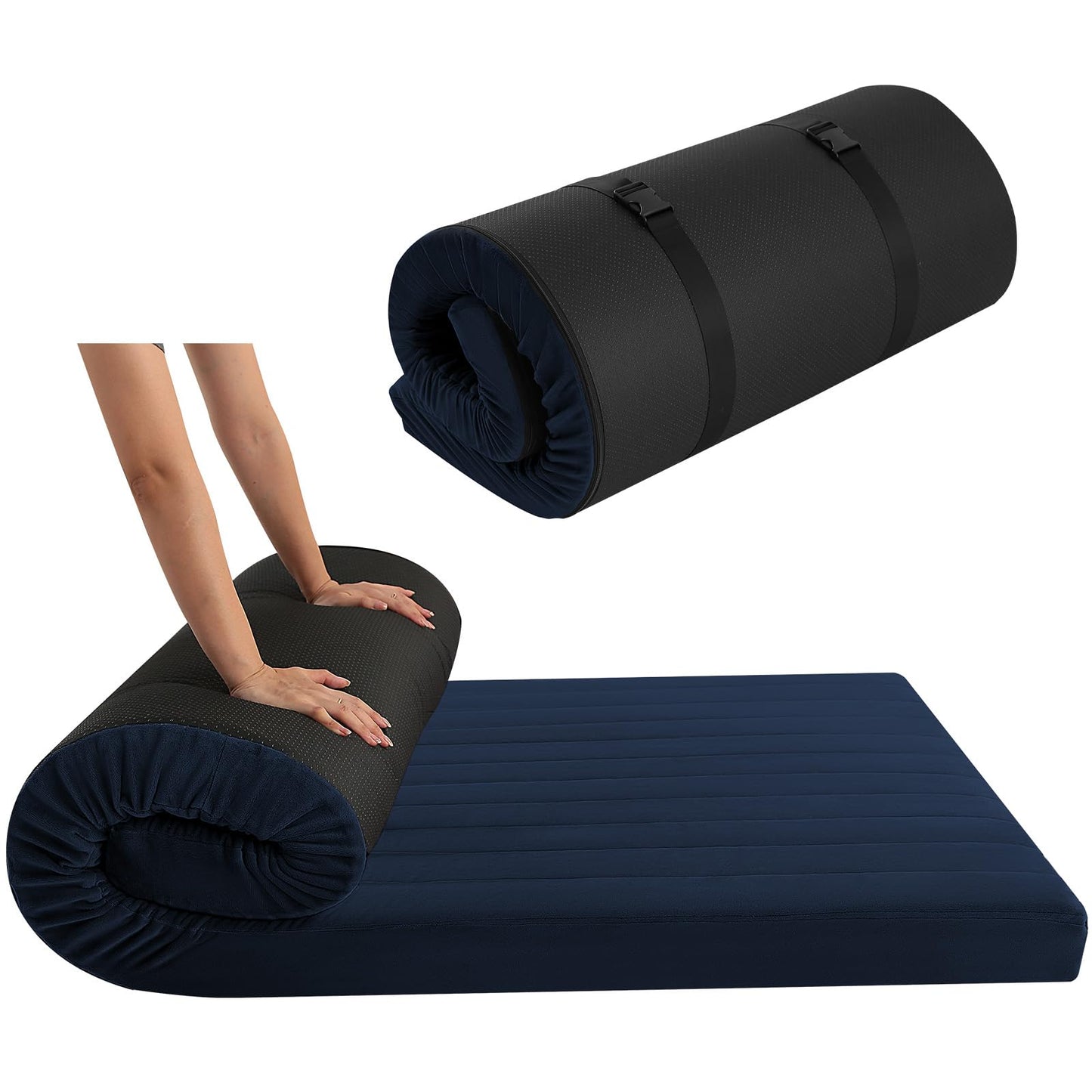 MeMoreCool Roll Up Floor Mattress Double 190x135cm, Navy Blue