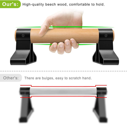 SELEWARE Wood push up bars Parallettes bars Anti-slip Handstand Bars for Calisthenics, Fitness, Floor workouts Solid Wood with Sturdy Metal Bracket,
