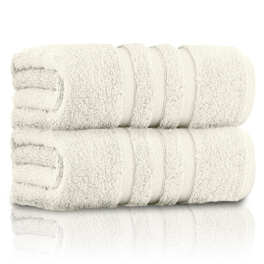 GC GAVENO CAVAILIA Pack of 2 Ultra Soft Super Absorbent Bath Sheets, 550 GSM 100% Cotton Line Texture Towels, Cream, 80x140 Cm