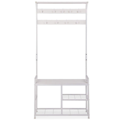 Industrial Coat Rack Freestanding Hall Tree 33"x12"x71.5" White