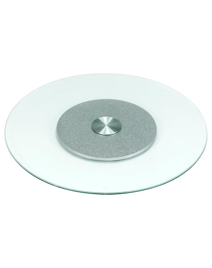 QWORK Tempered Glass Lazy Susan Rotating Serving Plate, Swivel Turntable, 70 cm / 27"