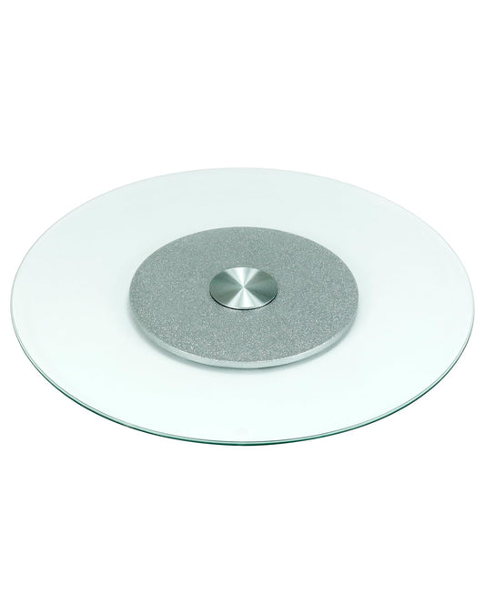 QWORK Tempered Glass Lazy Susan Rotating Serving Plate, Swivel Turntable, 70 cm / 27"