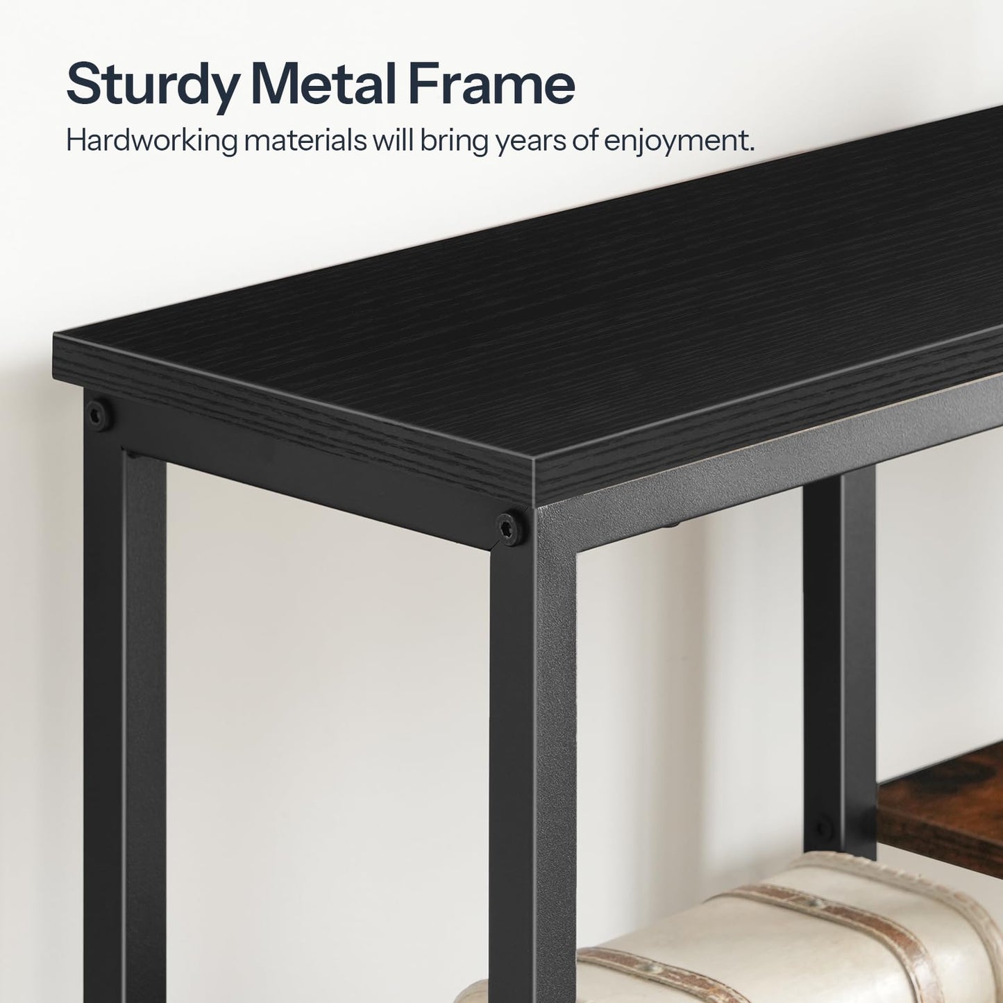 HOOBRO Console Table, Narrow Console Table, Slim Sofa Table with 4-Tier Storage Shelves, Industrial Hallway Table with Metal Mesh Shelf, for Hallway