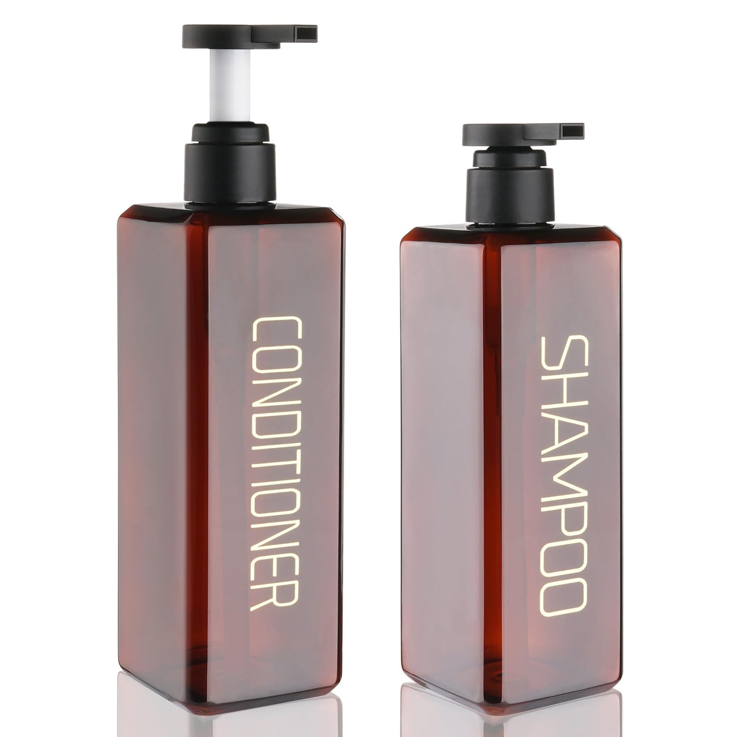Hokretme Shampoo and Conditioner Dispenser 2 Pack 550ml Shower Soap Bottles Refillable Shampoo Pump Bottle Dispenser Plastic Empty Body Wash