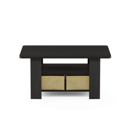 Furinno Andrey Coffee Table with Bin Drawer, Espresso/Brown, 80 (W) x 39.6 (H) x 48.3 (D) cm