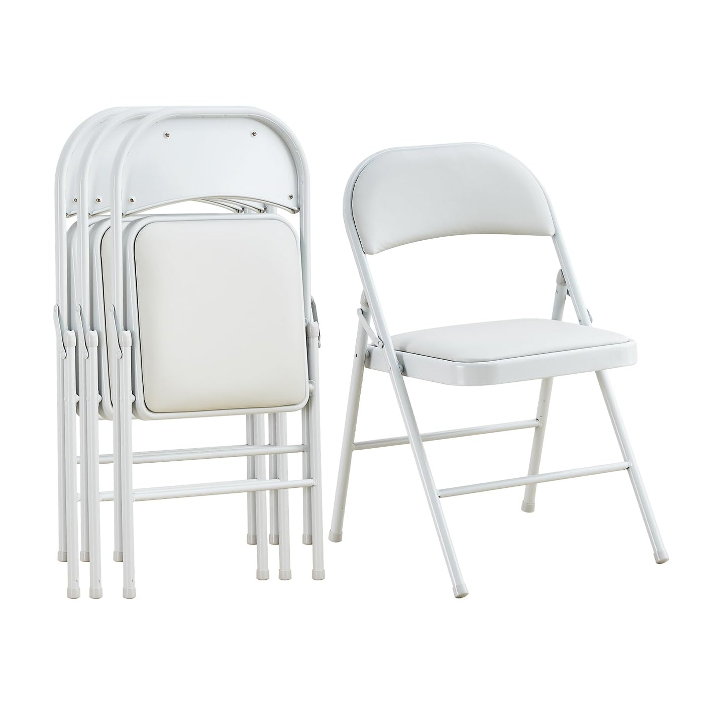 KAIHAOWIN 4-Pack Vinyl-Padded Folding Chair Metal Frame Heavy Duty Foldable Chair with Backrest&Padded Seats for Dining Meetings Wedding