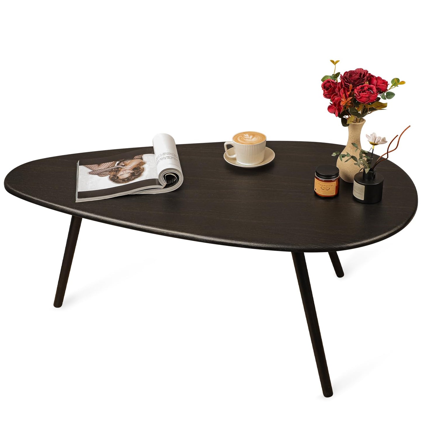 WDSHIYI Coffee Table Modern Rustic Farmhouse Coffee Table Oval Mid Century Coffee Tables Retro Accent Sofa Center Table for Living Room Easy Assembly