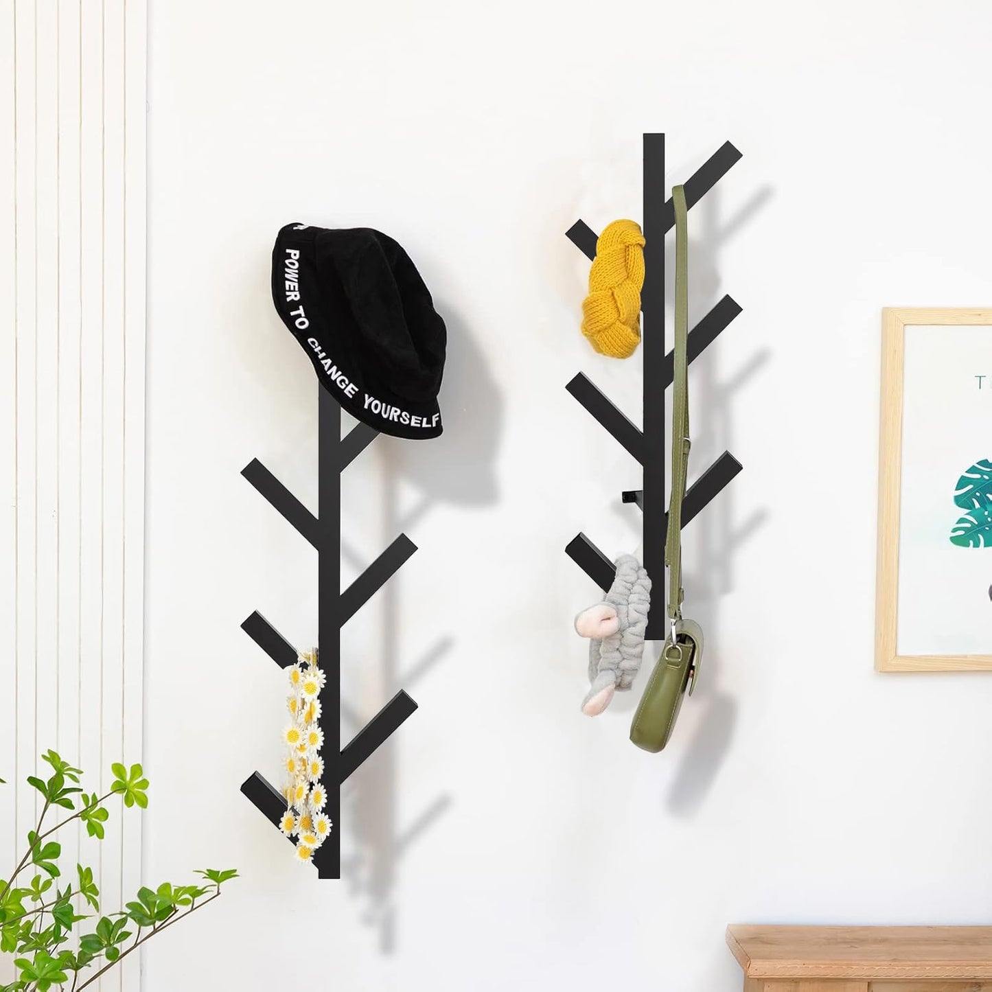Funvalley Surperfect 2Pack Coat Rack Wall Mounted, Entryway Hall Tree Shaped Coat Rack for Wall