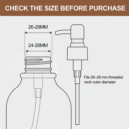 Pollock Pump Dispenser Stainless Steel, Replacement for Standard Neck Size - 26-28 mm Thread Fits Most Hand Soap Dispenser Black