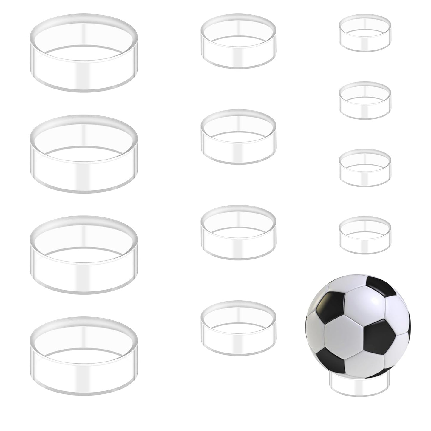 12 Pcs Crystal Sphere Stand Holder Clear Ball Acrylic Display Stand Rings Round Baseball Plastic Sphere Holder for Baseball Tennis Ball Golf