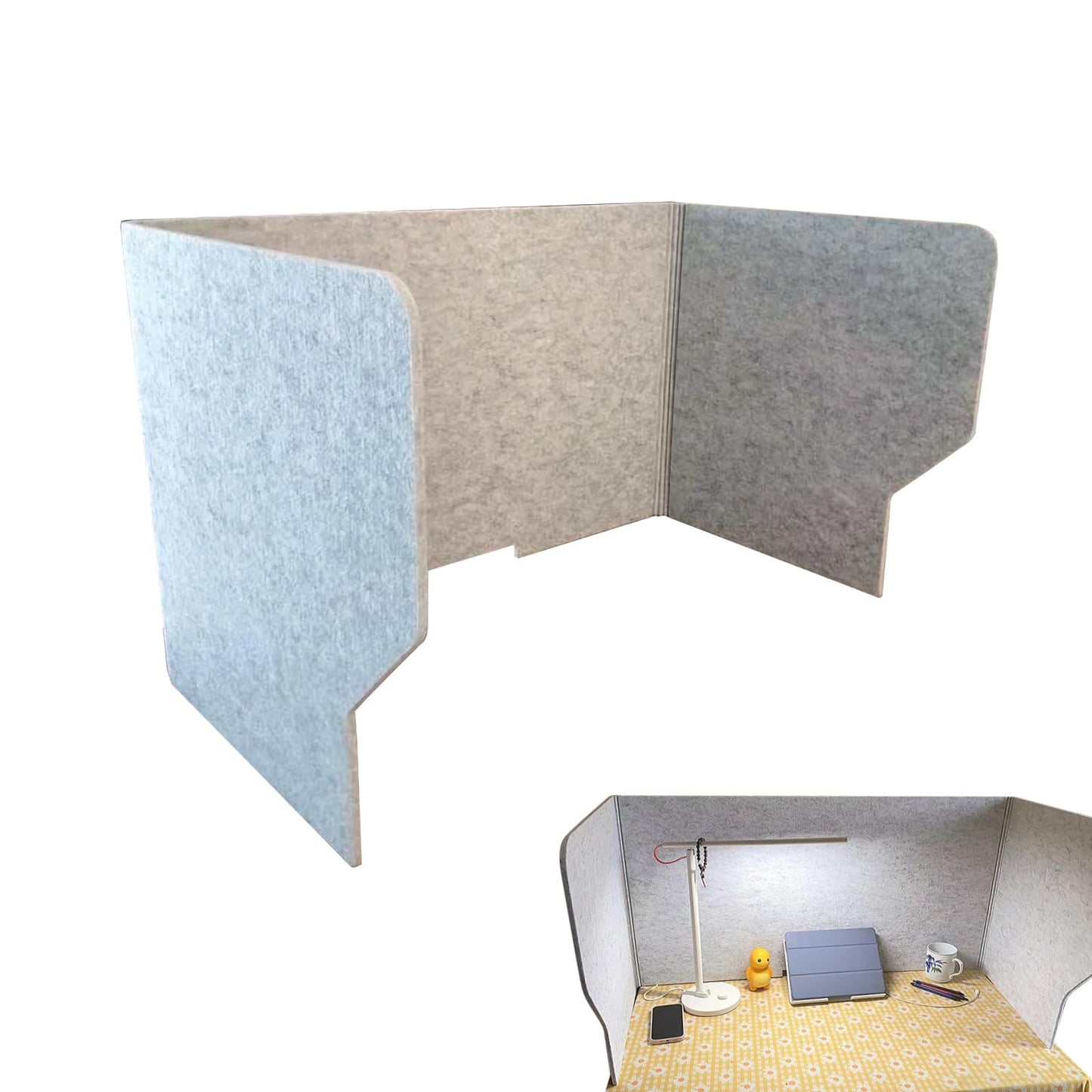 100cm Gray Felt Desk Privacy Divider Panel - 100cm Foldable Classroom Desk Partition Shields -Desktop Separator Panel