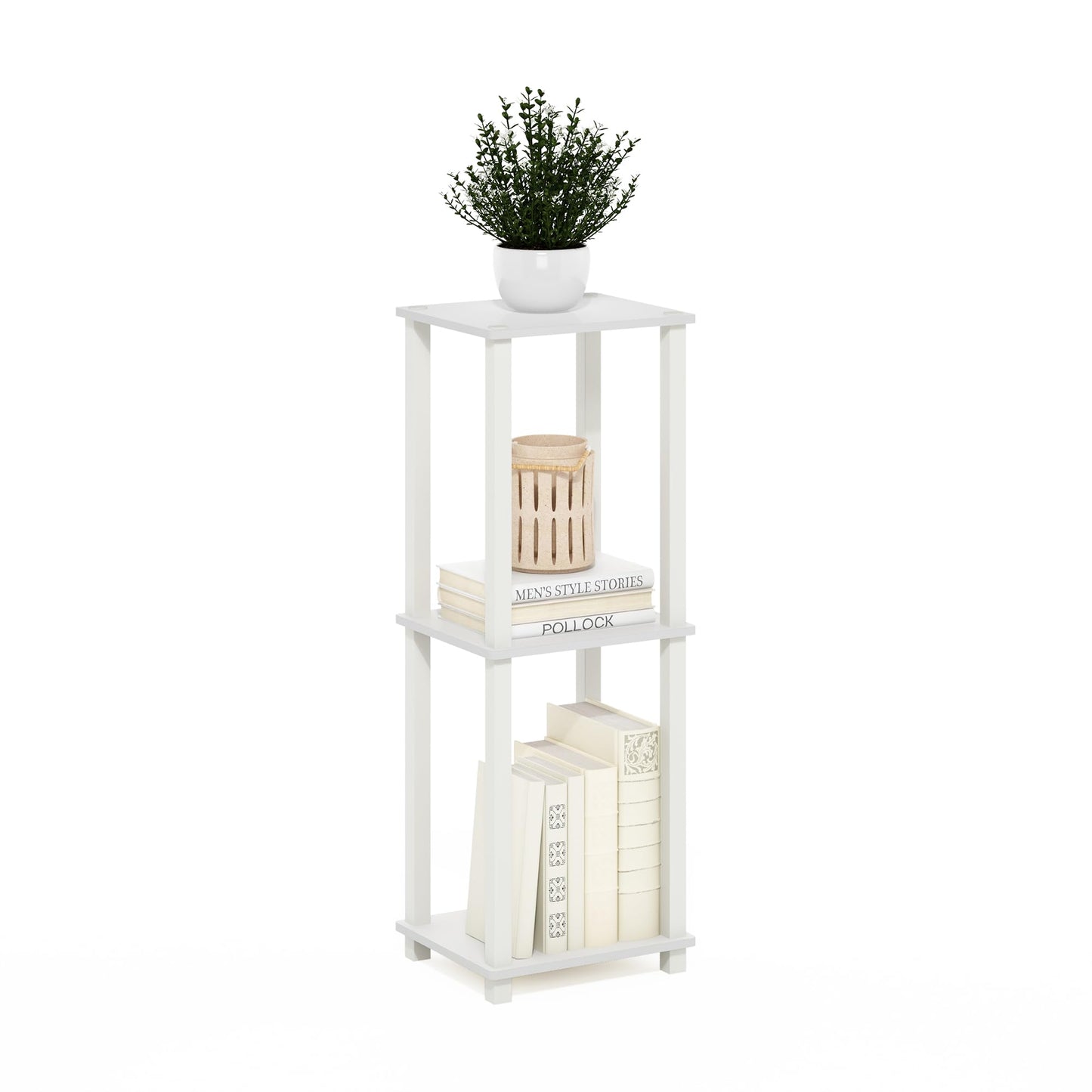 Furinno Simplistic Side Tables Set of 2, 2-Tier Small End Tables with Open Shelf, Easy Assembly Toolless Night Stands, Nightstand, for Living Room