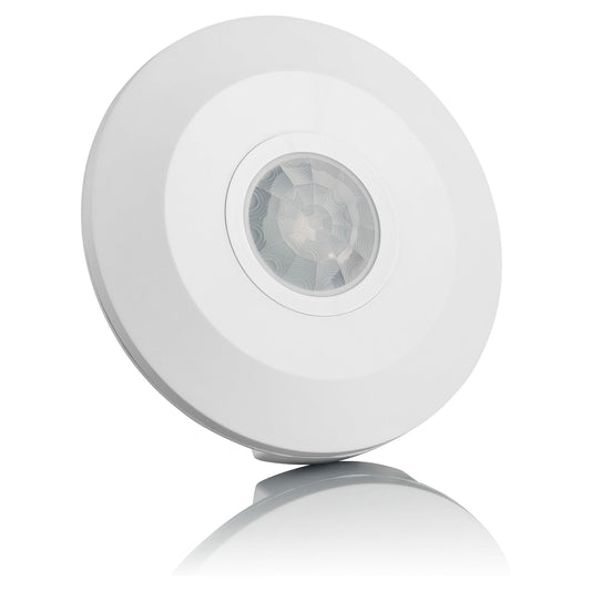 SEBSON Infrared Motion Sensor, Ceiling Surface Mounted Indoor, PIR Sensor, LED Suitable, Programmable, Range 6m / 360?, max. 2000/1000W, IP20, 3-Wire,