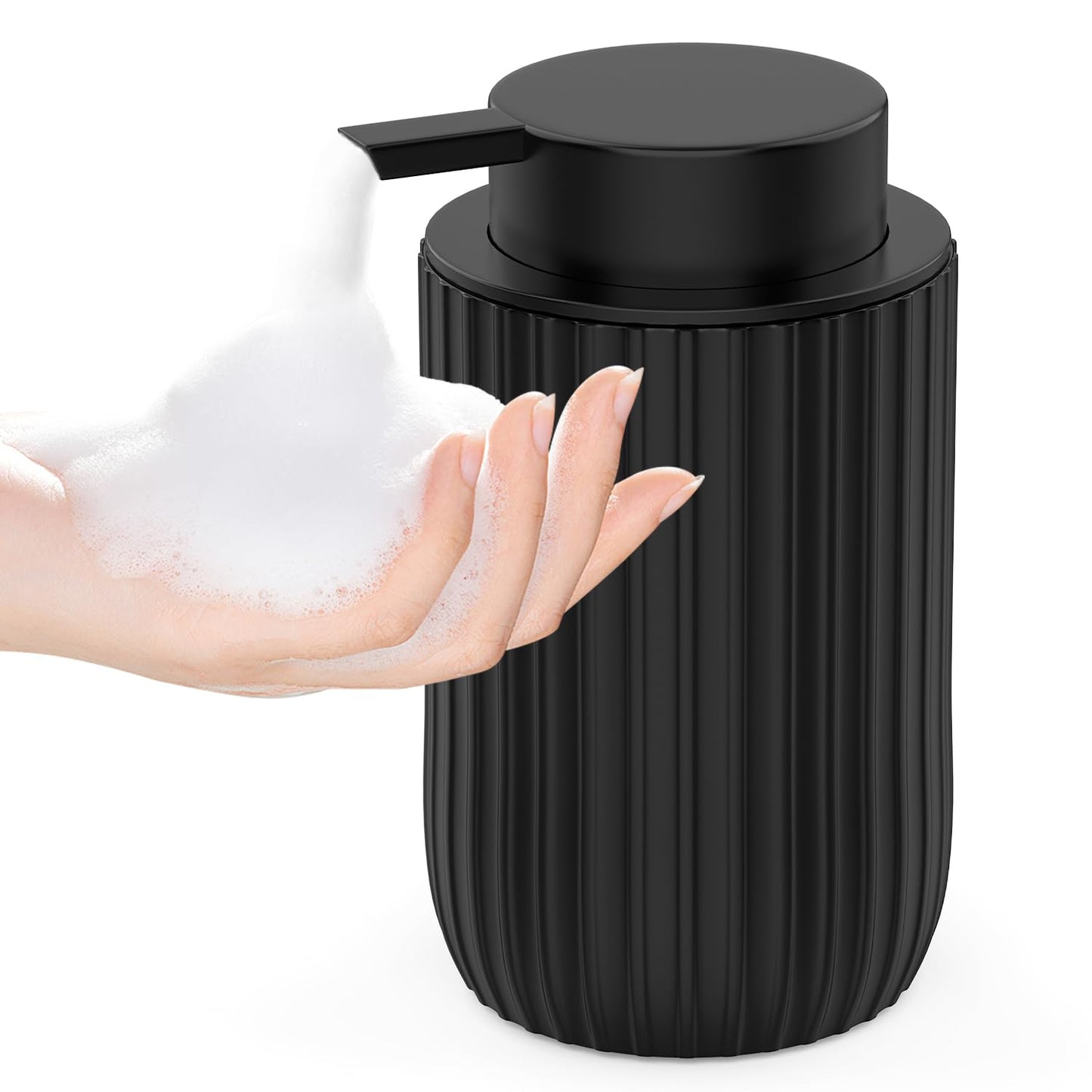 POSOSTO Ceramic Foam Soap Dispenser - 12 oz Bathroom Lotion Hand Pump Dispenser Foaming Hand Soap Dispenser Dish Liquid Dispenser for Kitchen Hand