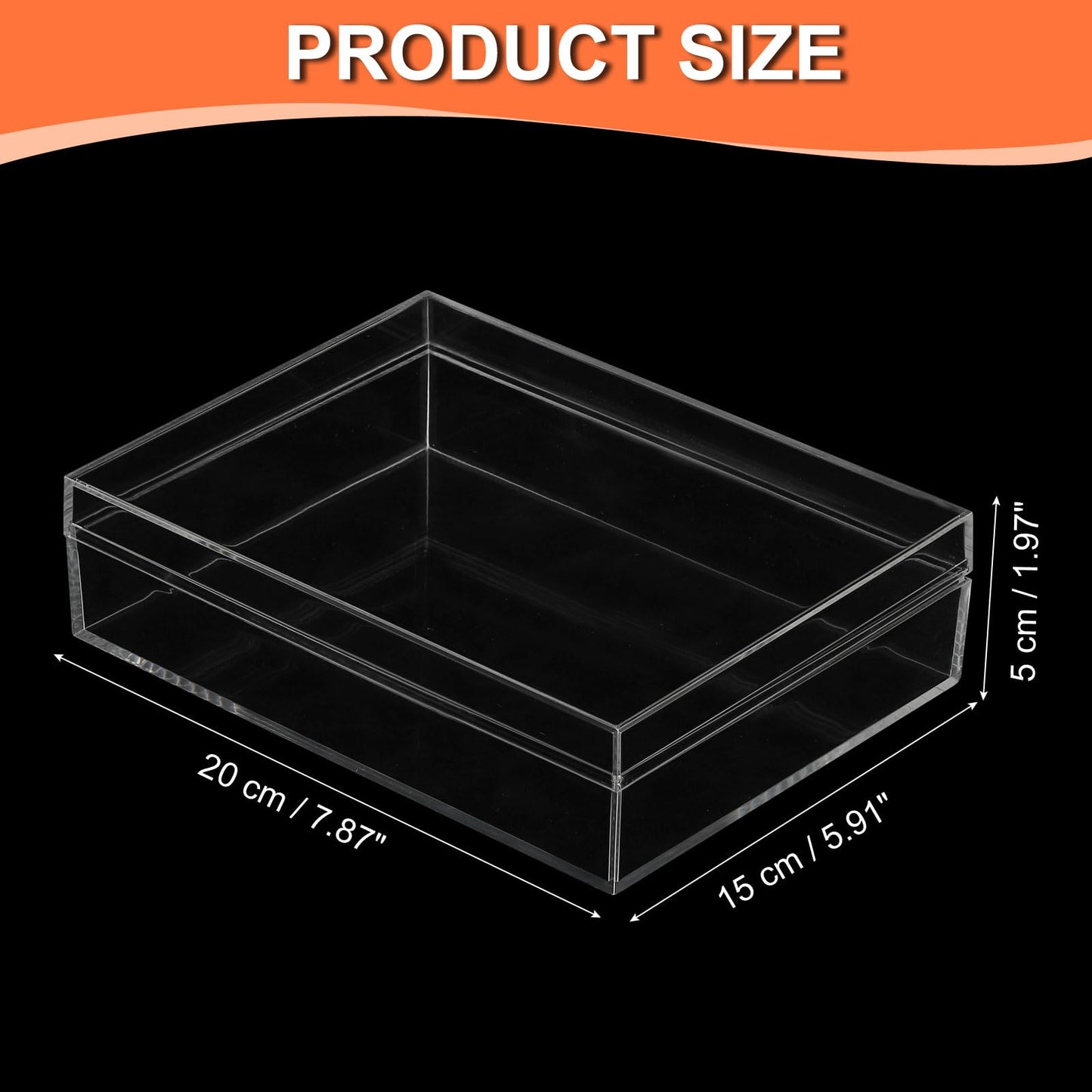 PATIKIL Acrylic Box with Lid 7.87" x 5.91" x 1.97", Clear Acrylic Display Boxes Plastic Square Cube Containers Storage Organizer for Candy Tiny
