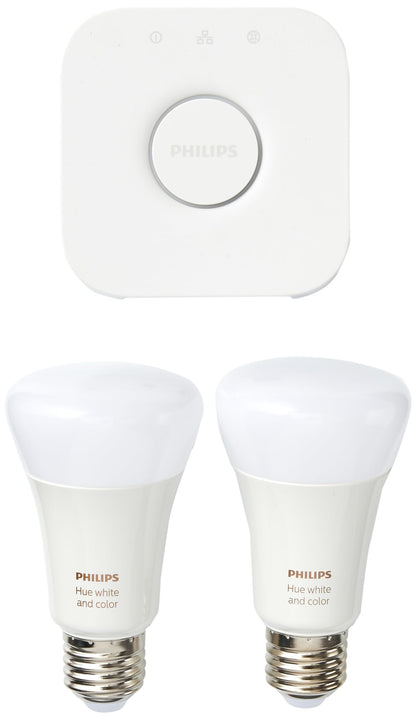 Philips Hue White & Color Ambiance Starter Set of 2 Lamps, Plastic, 19 W, White