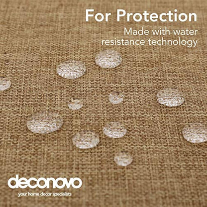 Deconovo Tablecloth Wipeable Plain Faux Linen Table Cover for Kids Painting 55x95in(140x240cm) Golden Brown