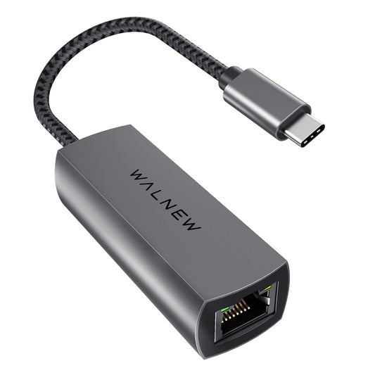 WALNEW USB-C Ethernet Adapter 2.5 Gigabit, USBC to RJ45 LAN Connector, 2.5Gb Network Cable Converter Thunderbolt 3 for NAS Server,Mac,MacBook