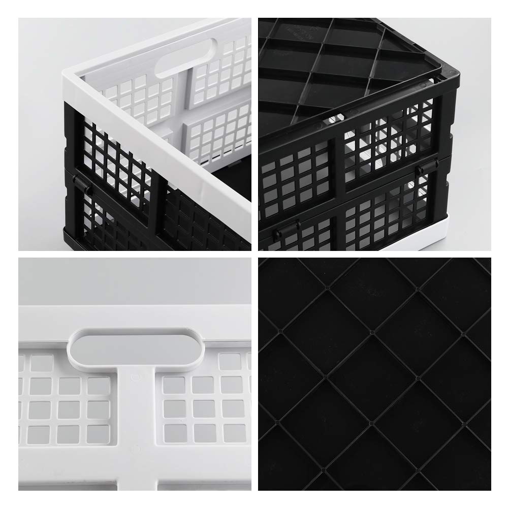 Hespama 35L Folding Crates, Plastic Collapsible Milk Crate Baskets 2 Packs