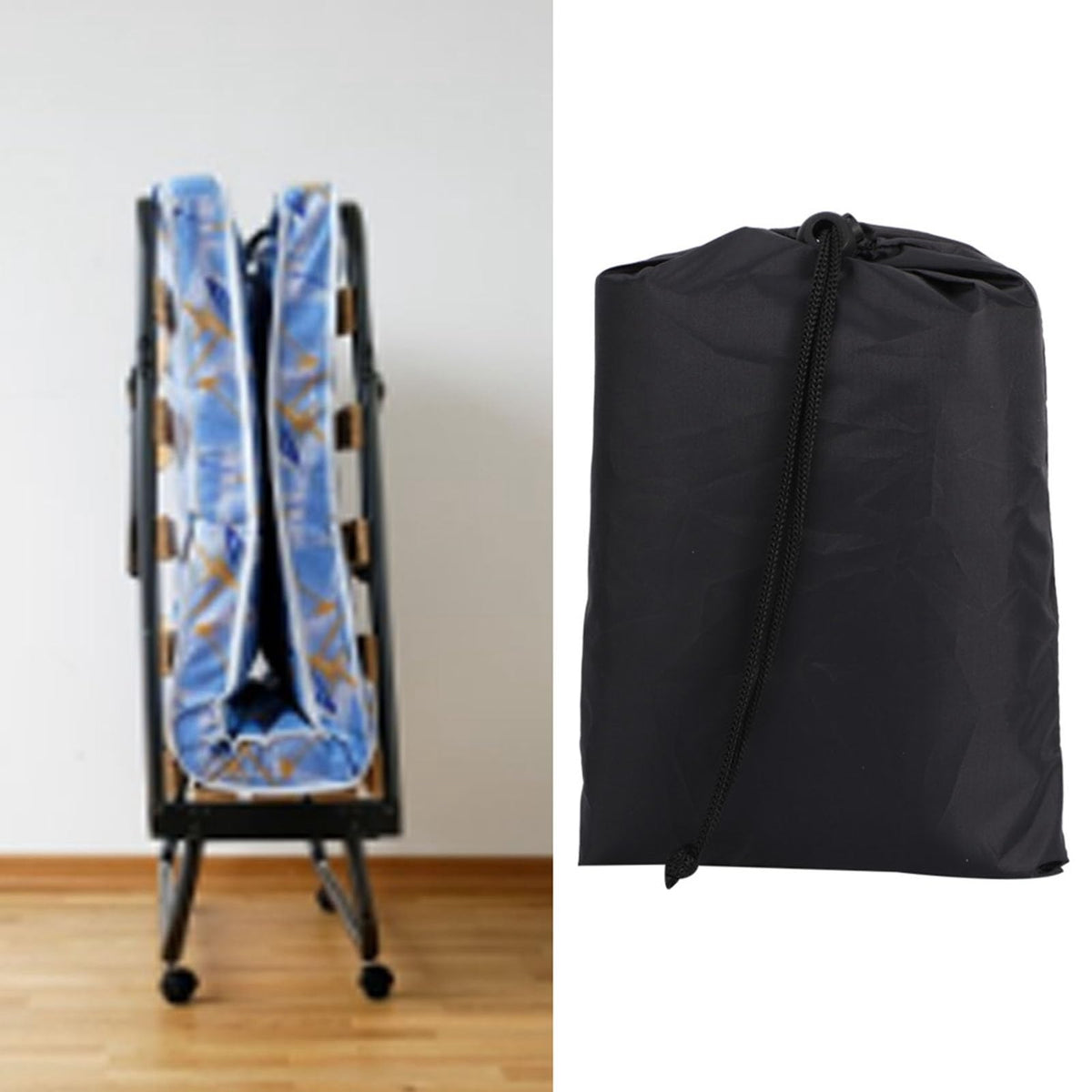 SEAFRONT Folding Bed Storage Cover Black Waterproof Dustproof Indoor Outdoor Portable Easy Storage 85 * 33 * 107cm