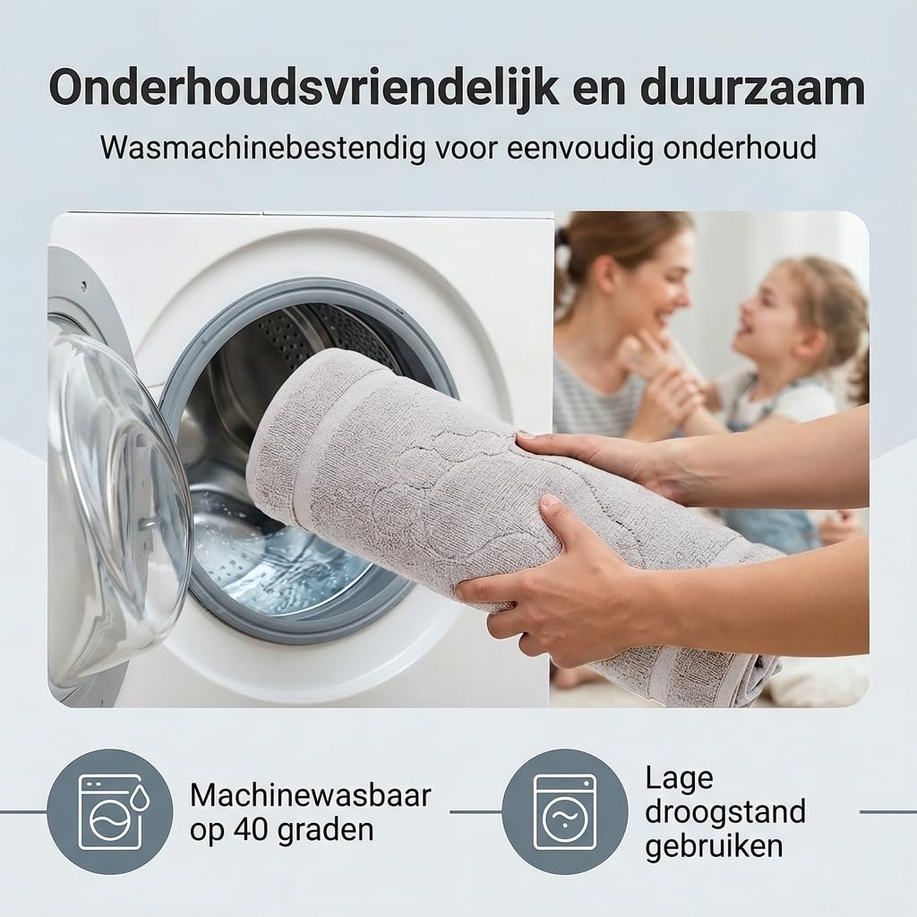Komfortec Bath Mat 2 pcs,%100 Coton & 800 g/m², Washable, Absorbent, Quick Drying, 50 x 80 cm, White