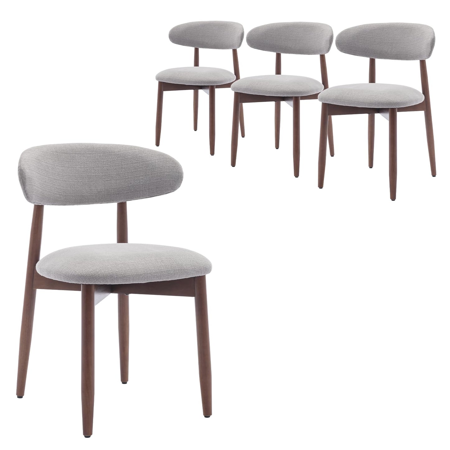 COLAMY Modern Dining Chairs Set with Wooden Legs – Upholstered Fabric Dining Room Chairs with Curved Backrest, Soft Cushion Seat