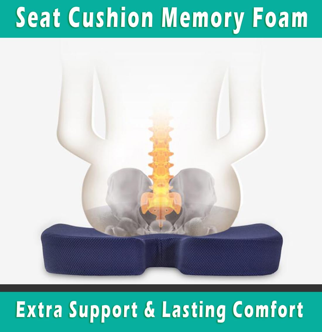 SAIF Seat Cushion, Hip Support, Heat Sensitive & Durable Memory Foam Sitting zipper Desk Chair Cushion for Office