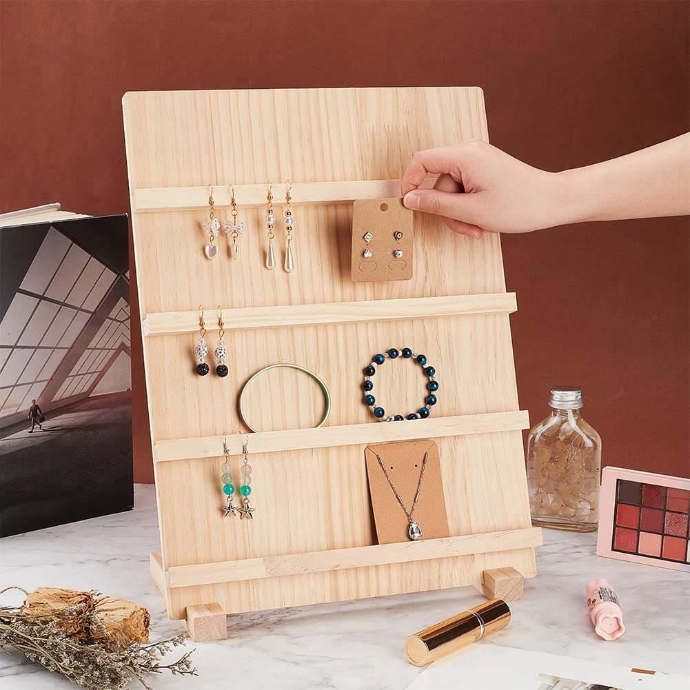 PH PandaHall 4-Tier Wooden Earring Card Display Jewellery Stand Holder