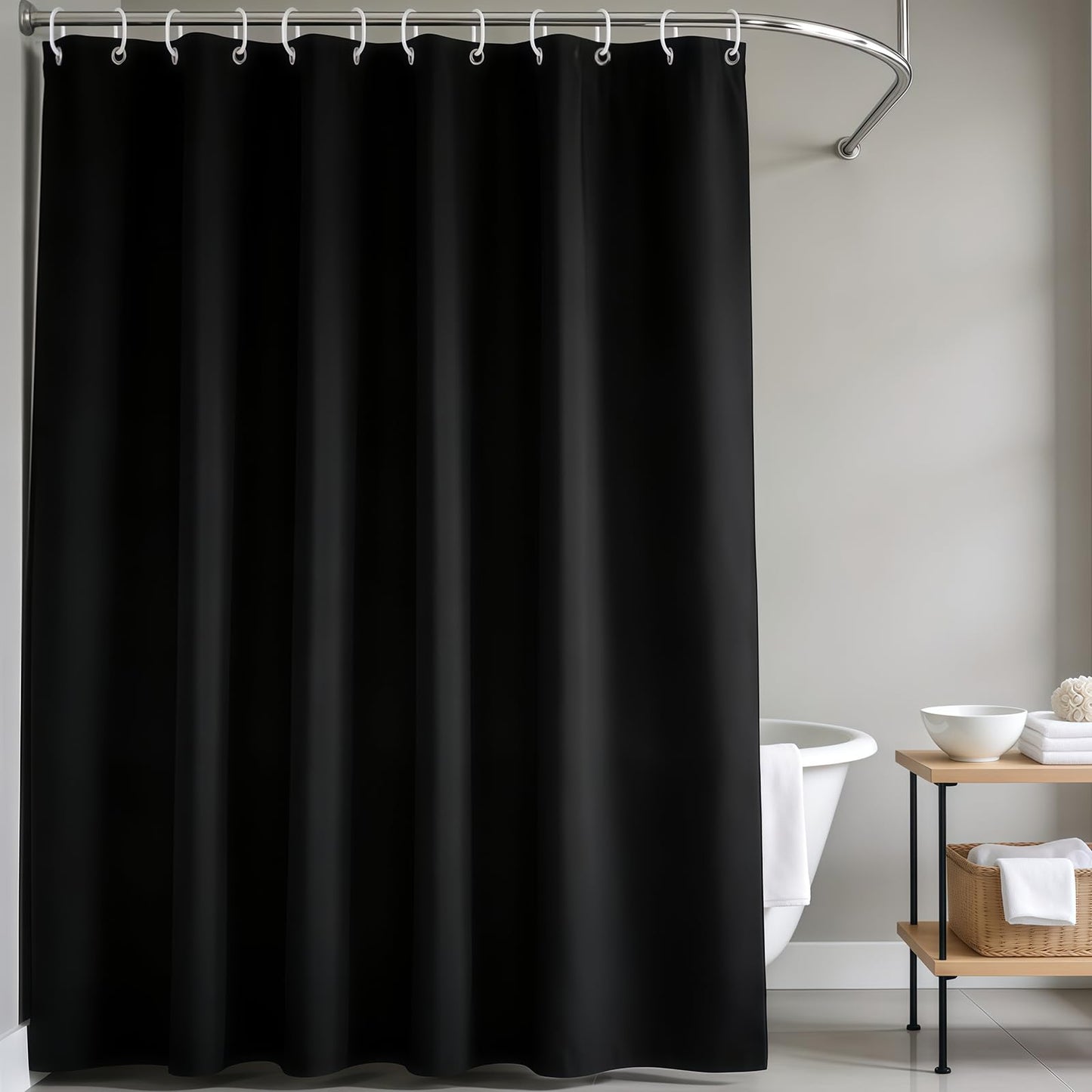 FAIRYGATE Shower Curtain Anti Mould Waterproof Bath Curtains Mildew Resistant Bathroom Plain Colors Bathtub Curtains for Bath Tub Shower Stall 180 x