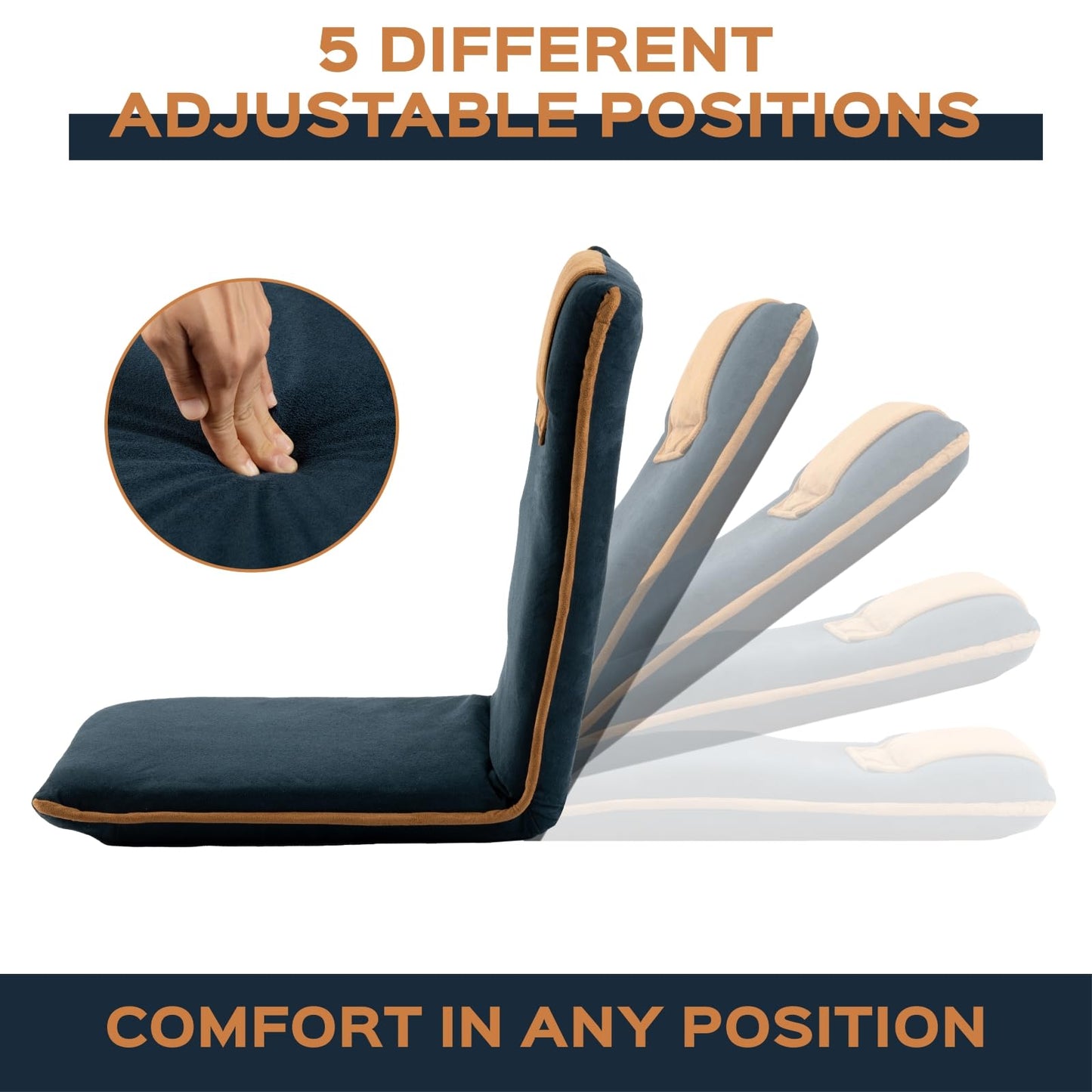 bonVIVO EASY II Folding Floor Chair Adjustable Back Support Dark Grey